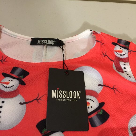 MISSLOOK Tunic Top M/L Holiday Snowman Christmas - Picture 10 of 15